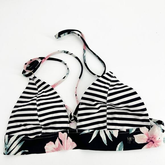 Victoria’s Secret PINK Bonded Bralette Floral Striped Cross Back Bra Size Small - Picture 1 of 7